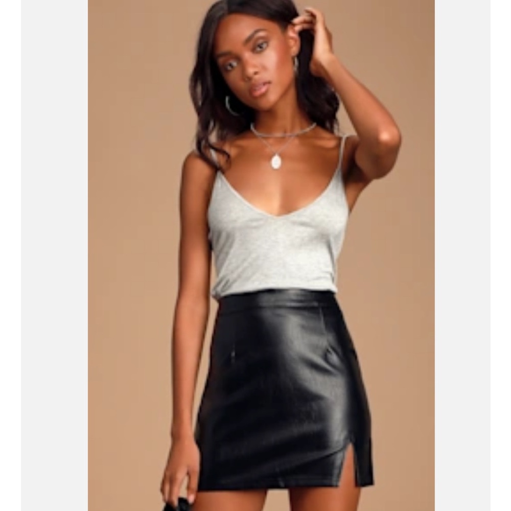 NWT Lulus Black Vegan Leather Mini Skirt